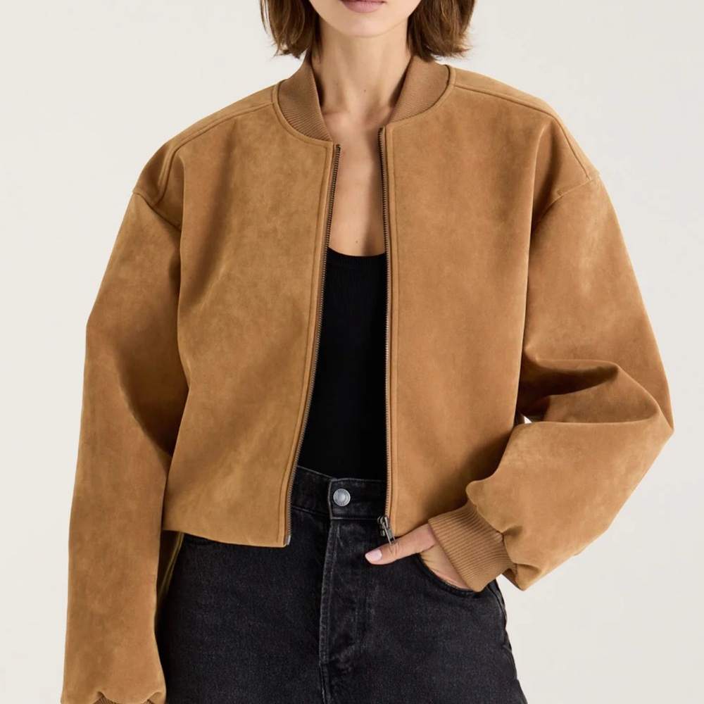 Henne Suede Bomber Jacket - Viral Sold Out Tan Jacket!